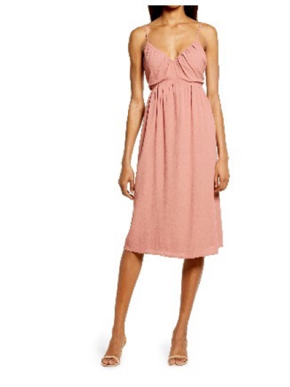 Chelsea28 Spaghetti Strap Midi Dress in Dusty Rose, Sz L